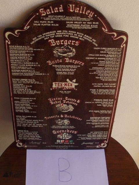 VINTAGE SARATOGA SPUR MENU (B)