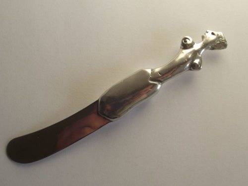 STUNNING CARROL BOYES MINI PATE KNIFE (PEWTER AND STAINLESS STEEL)-WOMAN COIL