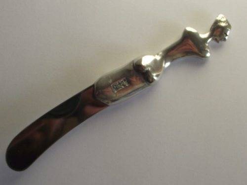 STUNNING CARROL BOYES MINI PATE KNIFE (PEWTER AND STAINLESS STEEL)-WOMAN COIL