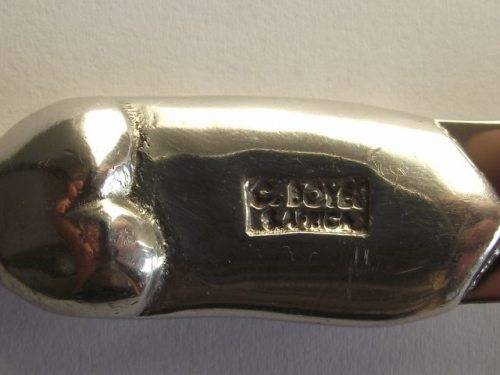 STUNNING CARROL BOYES MINI PATE KNIFE (PEWTER AND STAINLESS STEEL)-WOMAN COIL