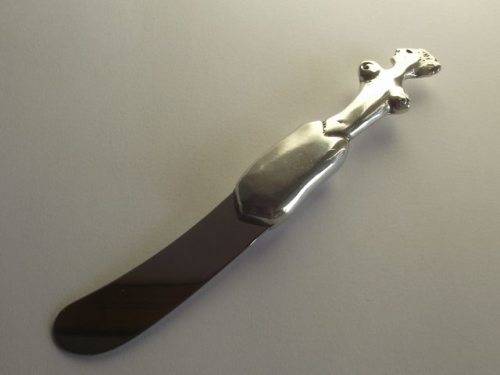 STUNNING CARROL BOYES MINI PATE KNIFE (PEWTER AND STAINLESS STEEL)-WOMAN COIL