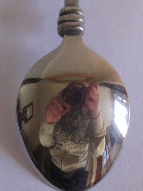 GORGEOUS CARROL BOYES STAINLESS STEEL AND PEWTER SERVING SPOON