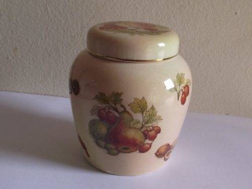 LOVELY ROYAL WORCESTER PALISSY JAM JAR, ROYALE COLLECTION FRUIT