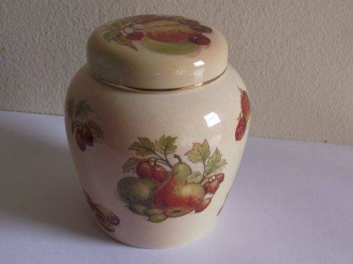 LOVELY ROYAL WORCESTER PALISSY JAM JAR, ROYALE COLLECTION FRUIT