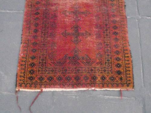 WORN HAND WOVEN PERSIAN CARPET --- HAS AGE RELATED WEAR