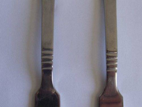 2 X CARROL BOYES FORKS, 18/8 STAINLESS STEEL