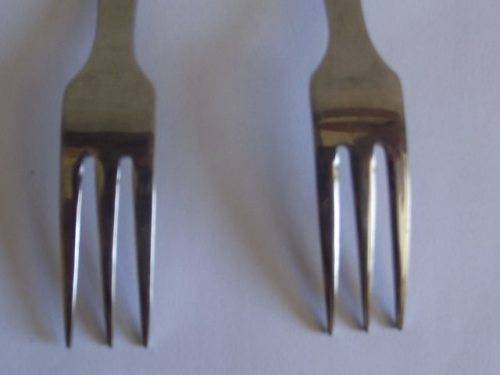 2 X CARROL BOYES FORKS, 18/8 STAINLESS STEEL