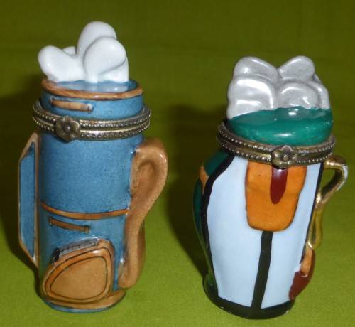 Vintage Pair of Porcelain GOLF CLUBS Trinket Holders (One Bid for Both)