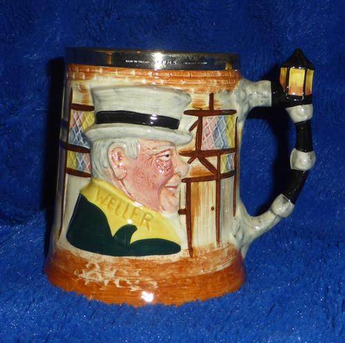LANCASTER SANDLAND ENGLAND Tankard with E.P.N.S. Rim (Weller and Sairey Gamp) - Some Damage