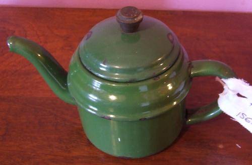 green enamel teapot