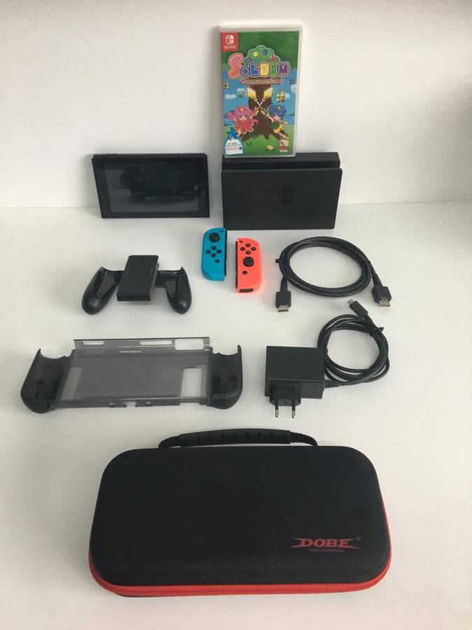 Nintendo Switch V2 Neon Blue/Neon Red Console Boxed Great Condition With Extras & Free Game!