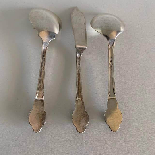 South African Hallmarked sterling silver Sugar spoon, Jam spoon and pate knife