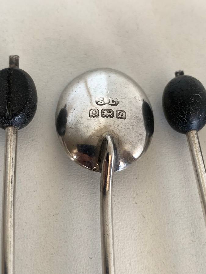 5 x Hallmarked Sterling Silver Coffee bean tea spoons