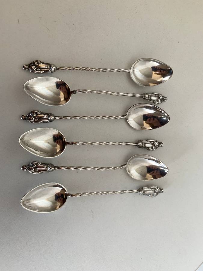 Hallmarked Sterling Silver Apostle teaspoons