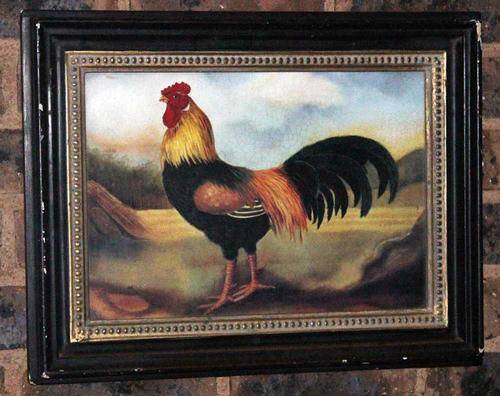 Delightful print of a rooster with an attitude