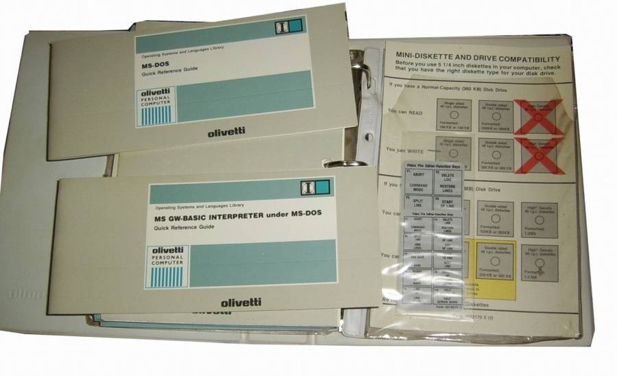 Olivetti M-19 Binder Manuals MS-DOS 3.2 and GW-Basic Guide