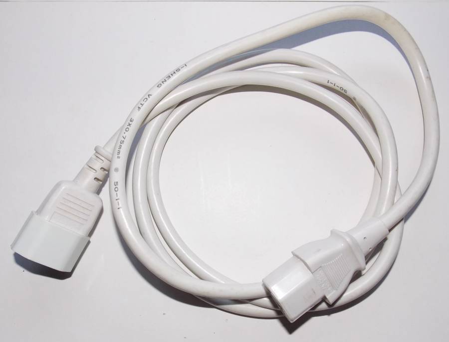 I-Sheng Type C13 Male to Female Power Cable White 1 Meter