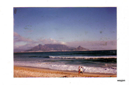 PICTURE OF TABLE MOUNTAIN FROM BLOUBERG BEACH. PICTURE IS MARKED. SOME CREASE MARKS.