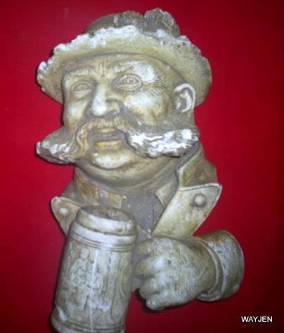 "THE BEER DRINKER" HAND PAINTED SCULPTURE BY ALEXANDER "JOCK" EMSLEY. STAMPED UNDERNEATH. 23cm HIGH