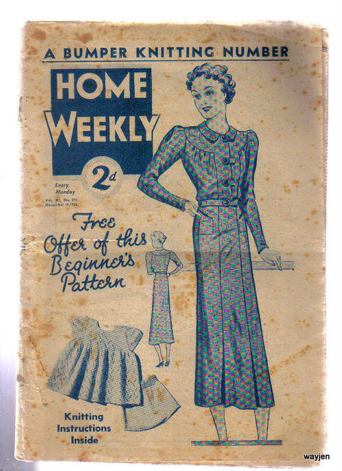 HOME WEEKLY MAGAZINE. 1936. SOME WEAR AND TEAR. COVER LOOSE. NO LOOSE PATTERN INSIDE.