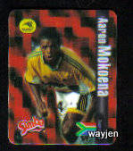 AARON MOKOENA TRADING CARD. BAFANA BAFANA. SIMBA WORLD SOCCER ICON CARD.