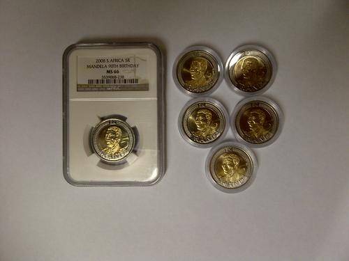 Mandela 90th birthday coin MS66 + 5 uncirculated coins combo