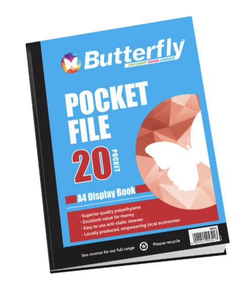 Butterfly Pocket File A4 - 20 Page (Pack of 50 Files for sale) only pay R12 per File