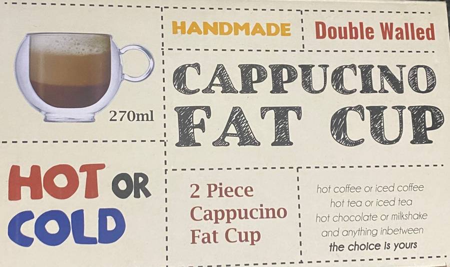 2 Piece Double Walled Cappucino Fat Cup (270 ml)