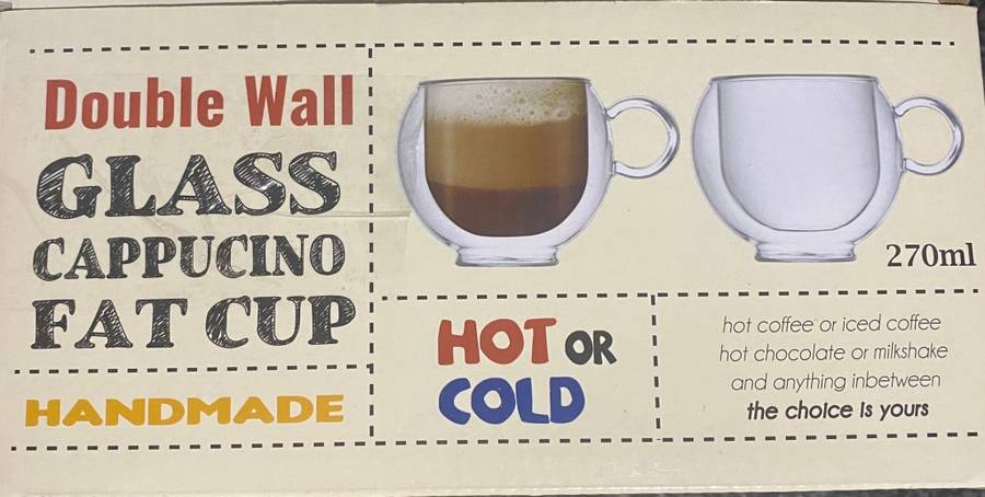 2 Piece Double Walled Cappucino Fat Cup (270 ml)