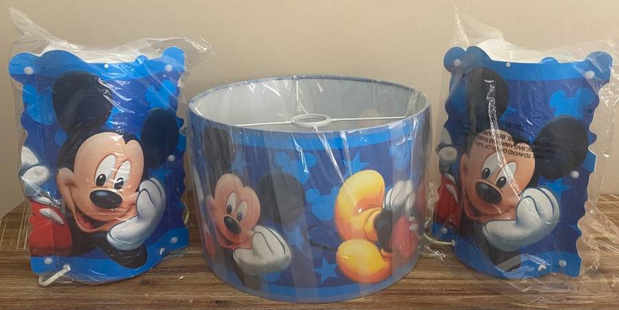 Disney Mickey Mouse Pendant Lamp + 2 Bedside Table Lamps