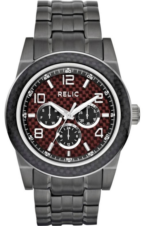 **NEW** RELIC (By FOSSIL) Brady Red Carbon Fibre Dial Gents Dress Watch"GREAT VALUE"