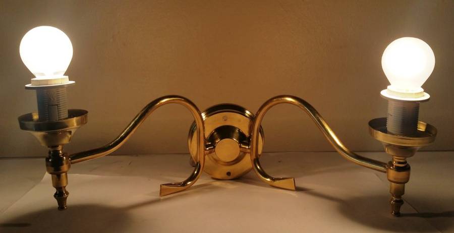 BRASS WALL SCONCE WITH MAJESTIC GLASS SHADES