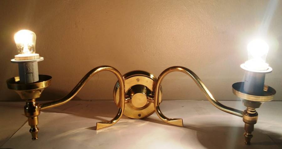 BRASS WALL SCONCE WITH MAJESTIC GLASS SHADES