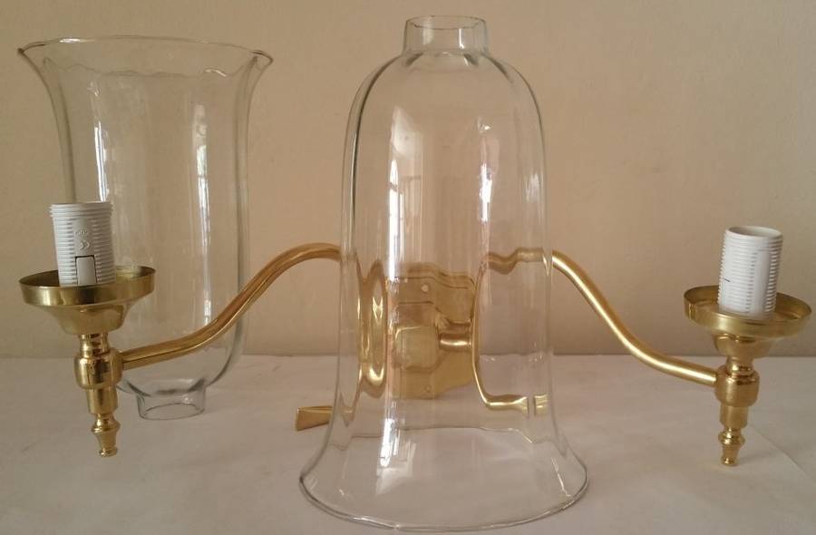 BRASS WALL SCONCE WITH MAJESTIC GLASS SHADES