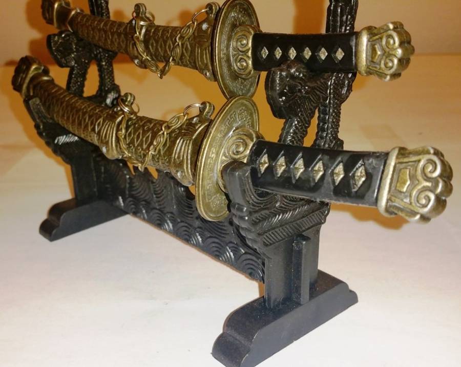 KATANA SAMURAI DOUBLE SWORD SET ~ LETTER OPENING SET