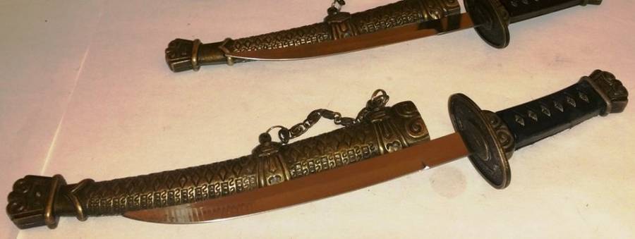 KATANA SAMURAI DOUBLE SWORD SET ~ LETTER OPENING SET