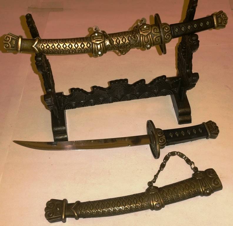 KATANA SAMURAI DOUBLE SWORD SET ~ LETTER OPENING SET