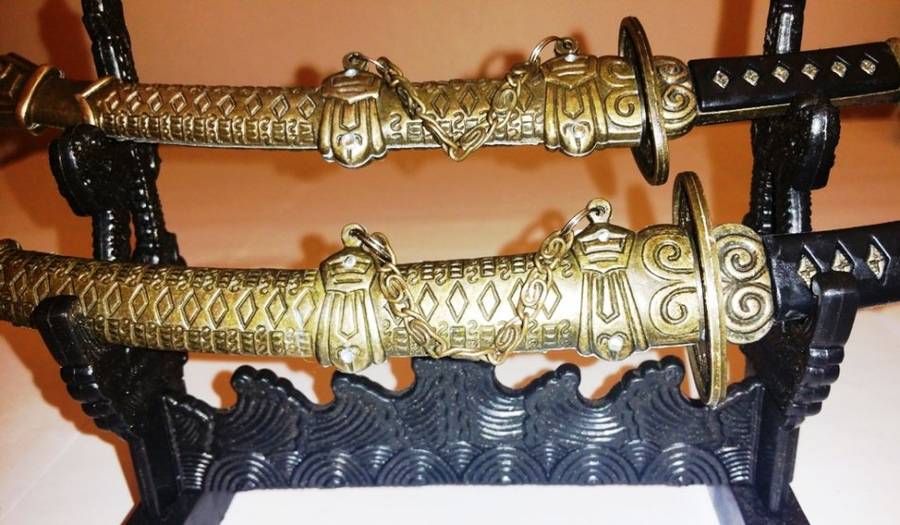 KATANA SAMURAI DOUBLE SWORD SET ~ LETTER OPENING SET