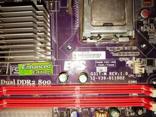 PC MOTHERBOARD FOR DESKTOP - ELITEGROUP ECS G31T-M REV: 1.0 15-V39-011002 DUAL DDR2 800 [ENHANCED ED
