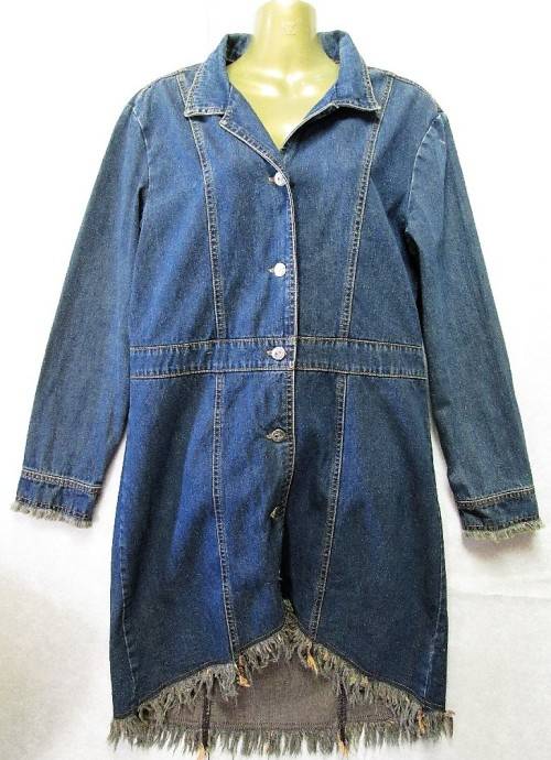 Vintage C1990's Thigh Length Denim Jacket - Size 36 (Chest 94cm)