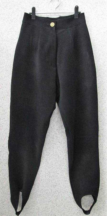 Vintage Black High Waist Suede Feel Stretch Polyester Pants - Size 32 (Waist 62cm, Hip 92cm)