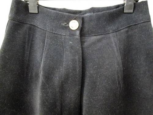 Vintage Black High Waist Suede Feel Stretch Polyester Pants - Size 32 (Waist 62cm, Hip 92cm)