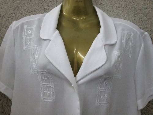 Vintage White Polyester Shirt - Size 34 * Quality Brand