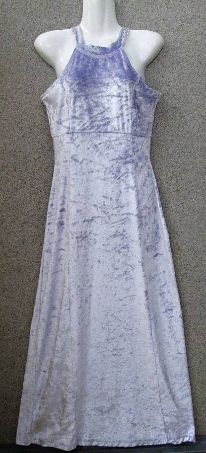 Vintage Lilac Velvet Long Length Dress - Size 34 * Quality Brand