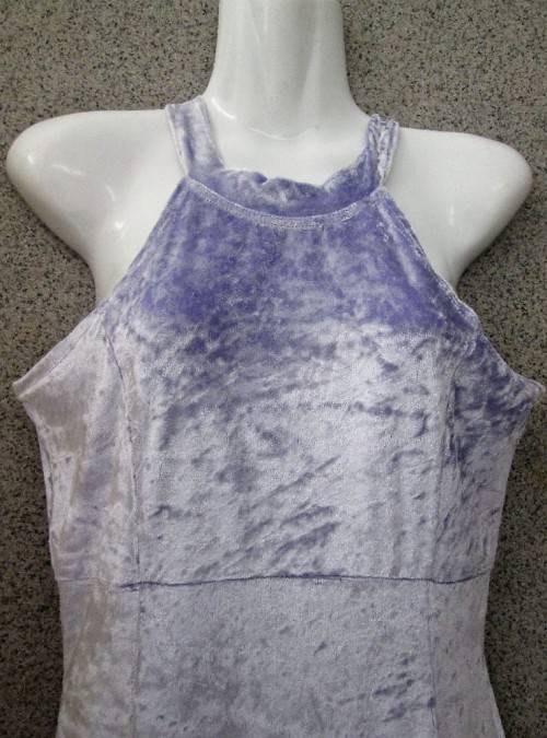 Vintage Lilac Velvet Long Length Dress - Size 34 * Quality Brand