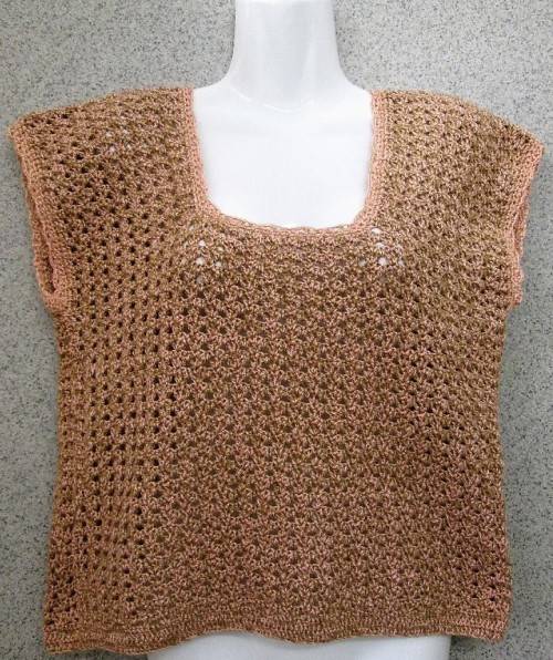 Vintage Peach/Brown Crochet Top - Size 36/38