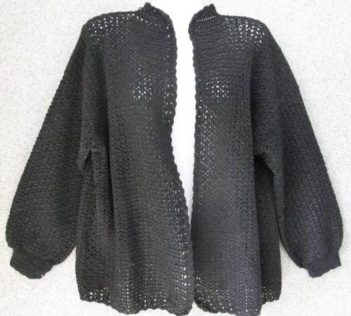 Vintage Black Crochet Jersey - Size 36/38