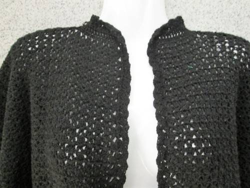 Vintage Black Crochet Jersey - Size 36/38