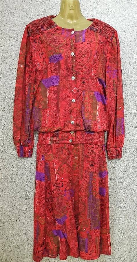 Vintage Winter Warm Patterned Dress - Size 38