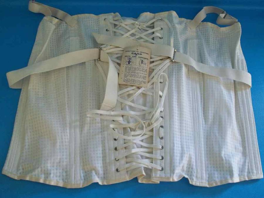 Vintage Lace-Up White "Camp" Corset - Size 34 (Unworn With Original Tag)